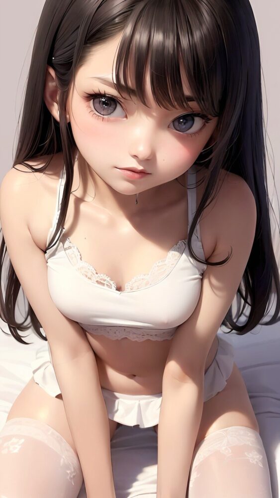 ニーハイと下着姿の美少女