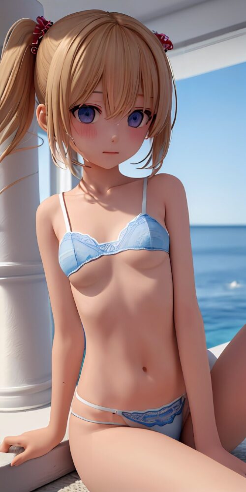 下着姿のツインテール美少女