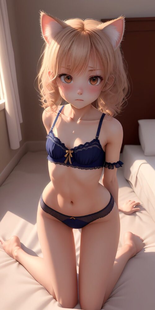 下着姿のネコミミ美少女