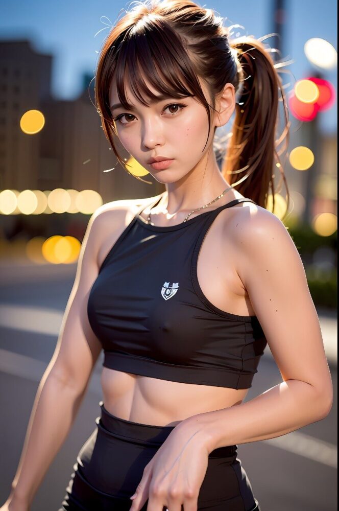 トレーニングウェア姿の健康的美女