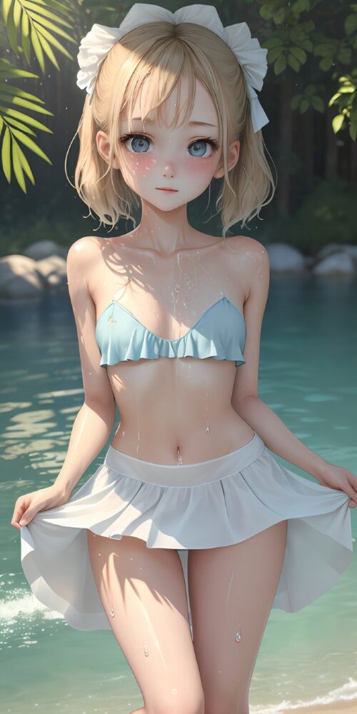着エロ風金髪貧乳美少女