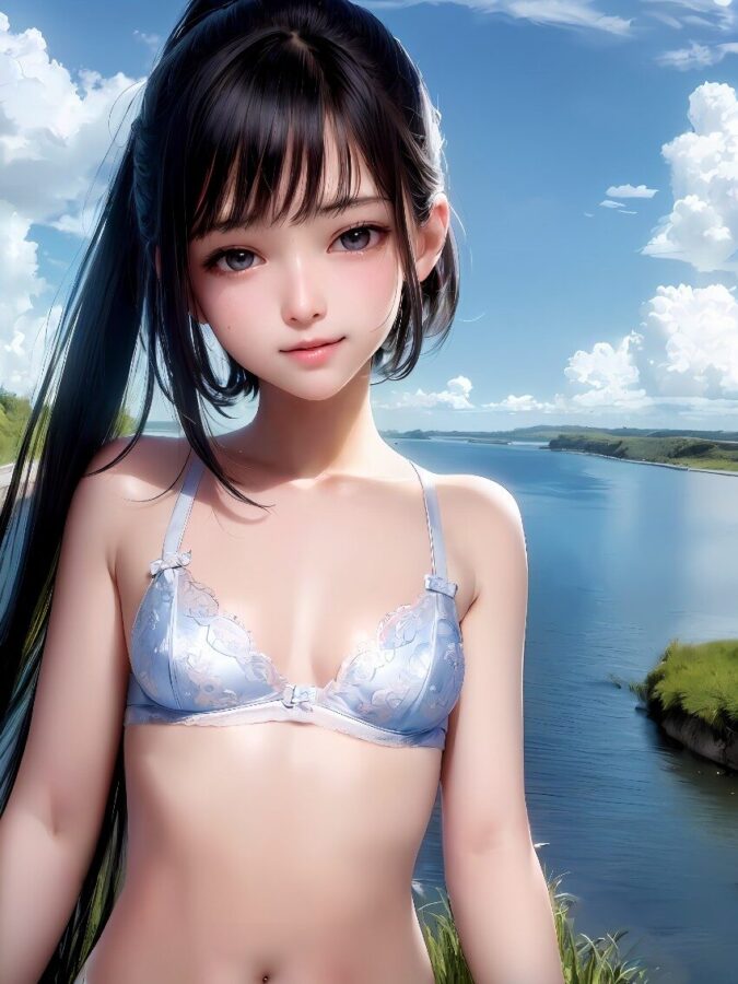下着姿の貧乳美少女