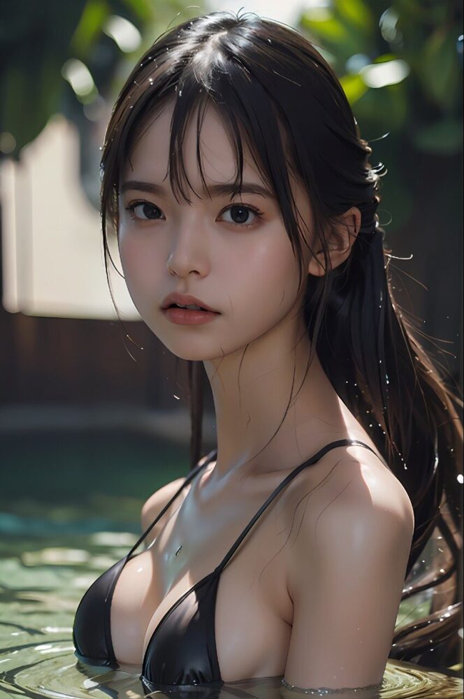 黒ビキニの巨乳美少女