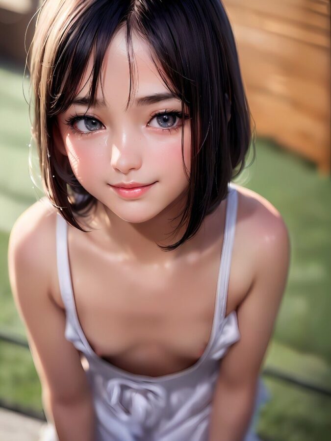 胸チラ貧乳美少女