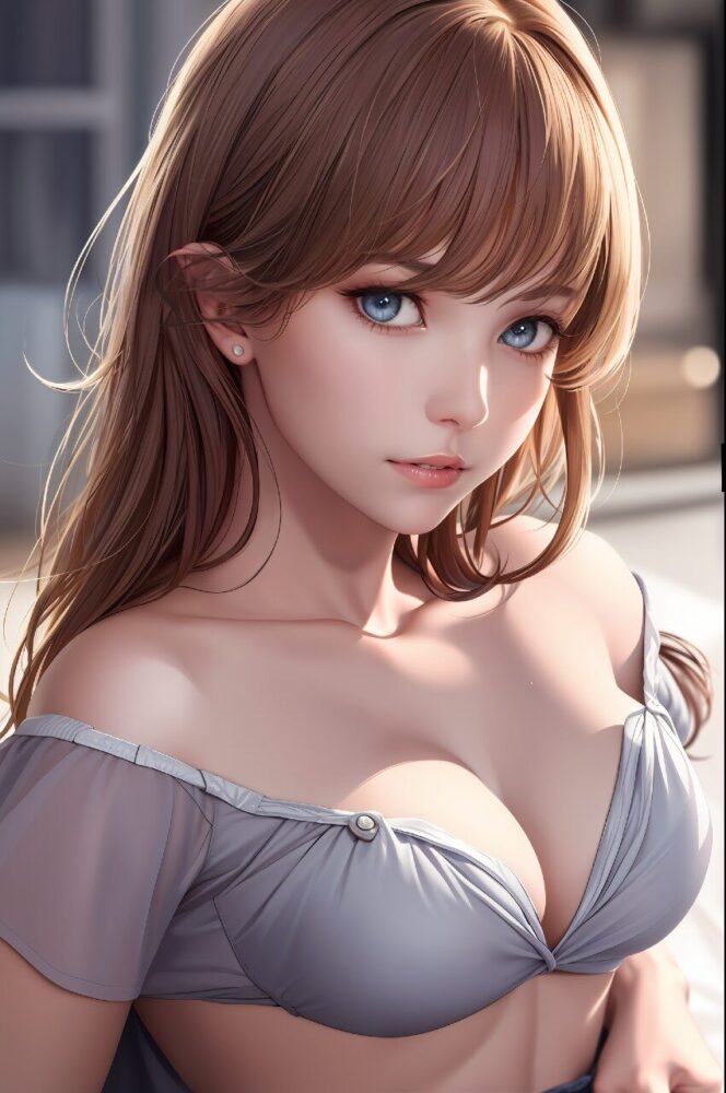 透き通るような白い肌の巨乳美女