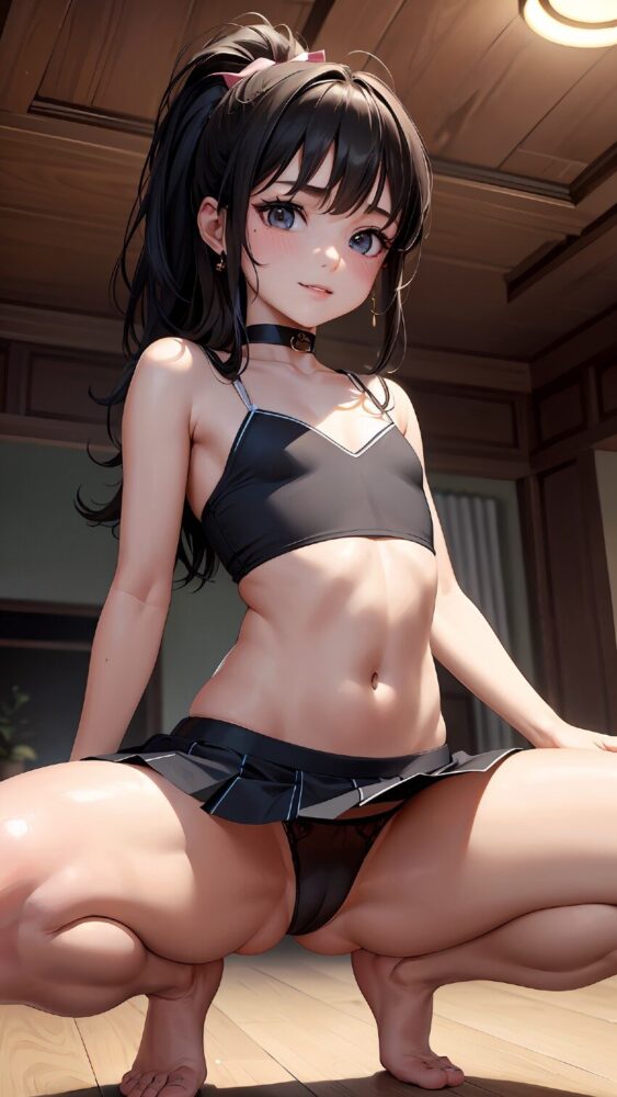 微乳とセクシーな下着とのギャップに萌える美少女