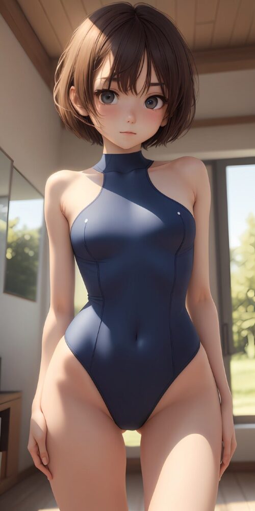 セクシースクール水着を着た美少女