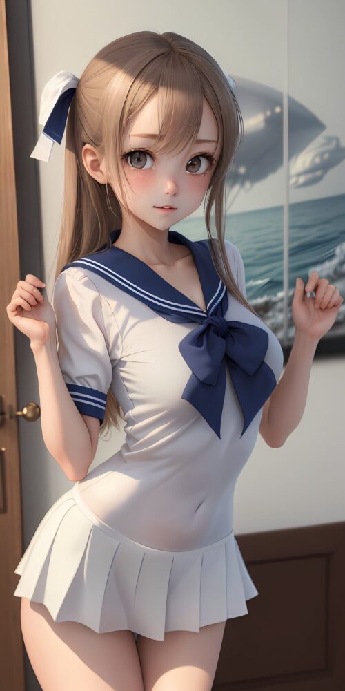 セーラーコスプレ風巨乳美少女