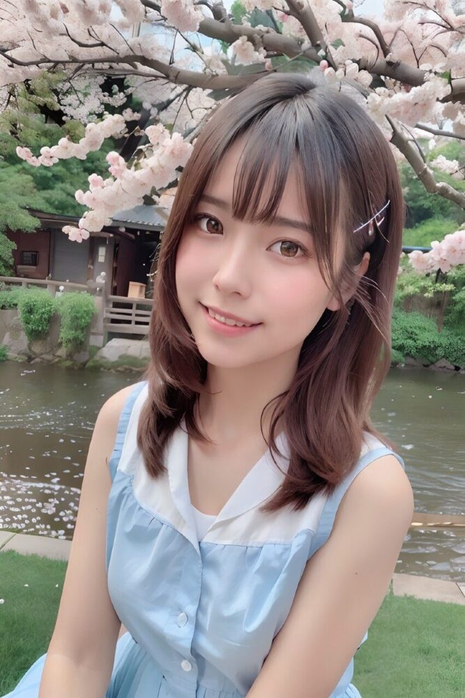 桜と美少女