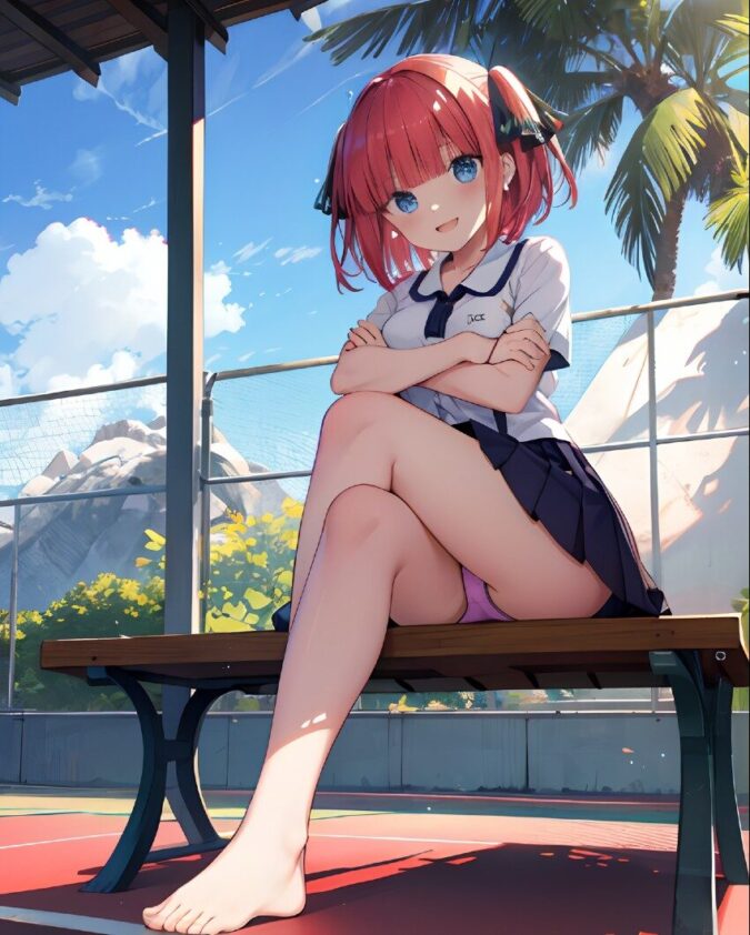見下してる女子高生のパンチラ