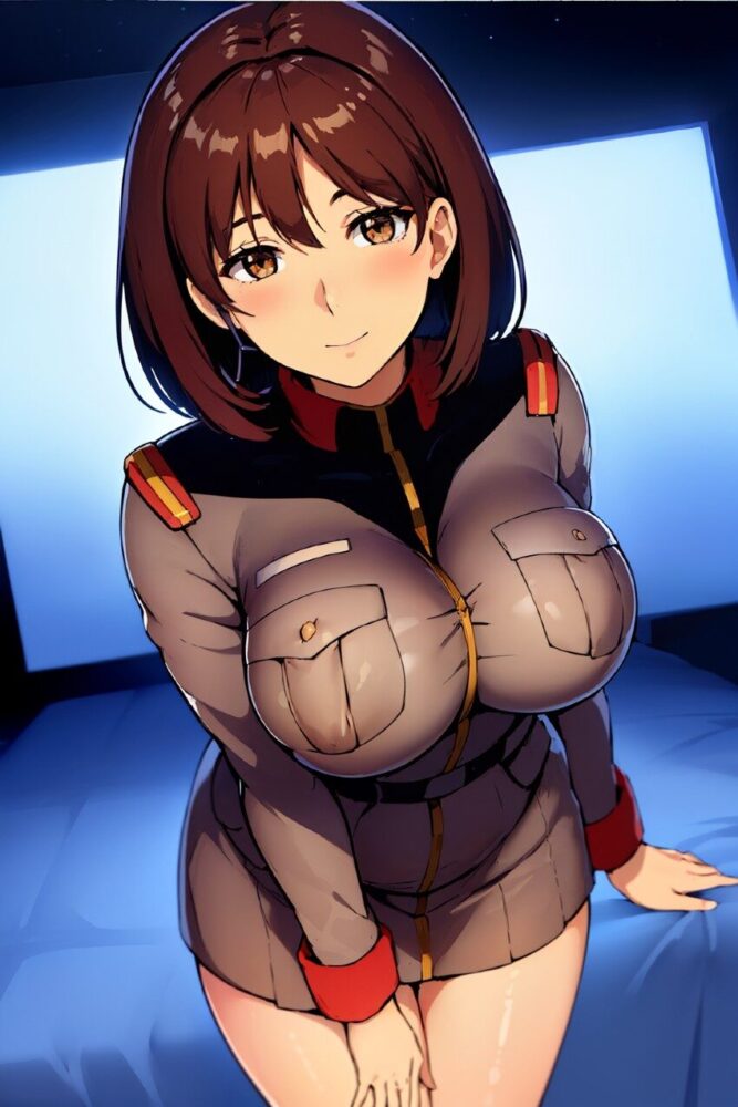 ミリタリーテイストな軍服が似合う爆乳オペレーター
