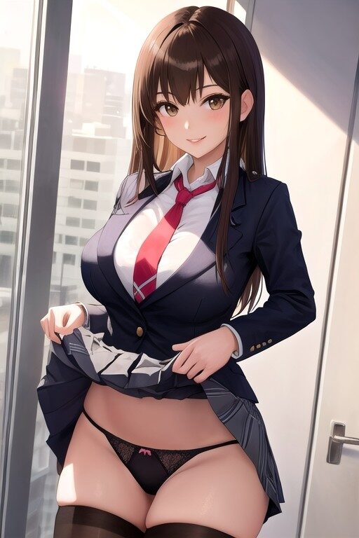 スカートをたくしあげてパンツを見せてくれる女子高生