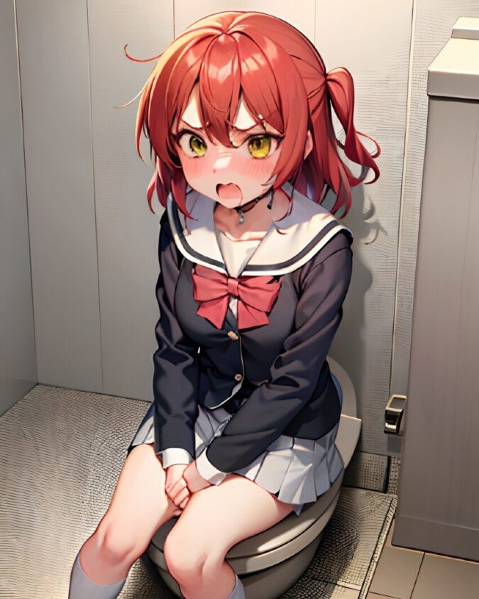 トイレの最中にドアを開けられちゃった女子高生