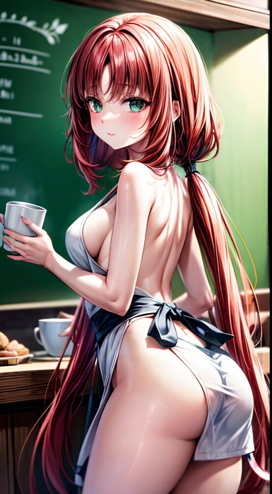 裸エプロンの美少女