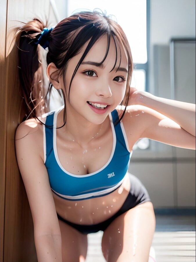 トレーニング中の健康的美少女