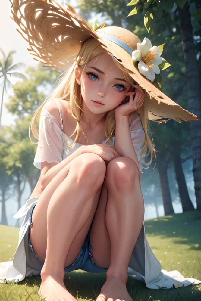 ショートパンツ生足魅惑の金髪美少女