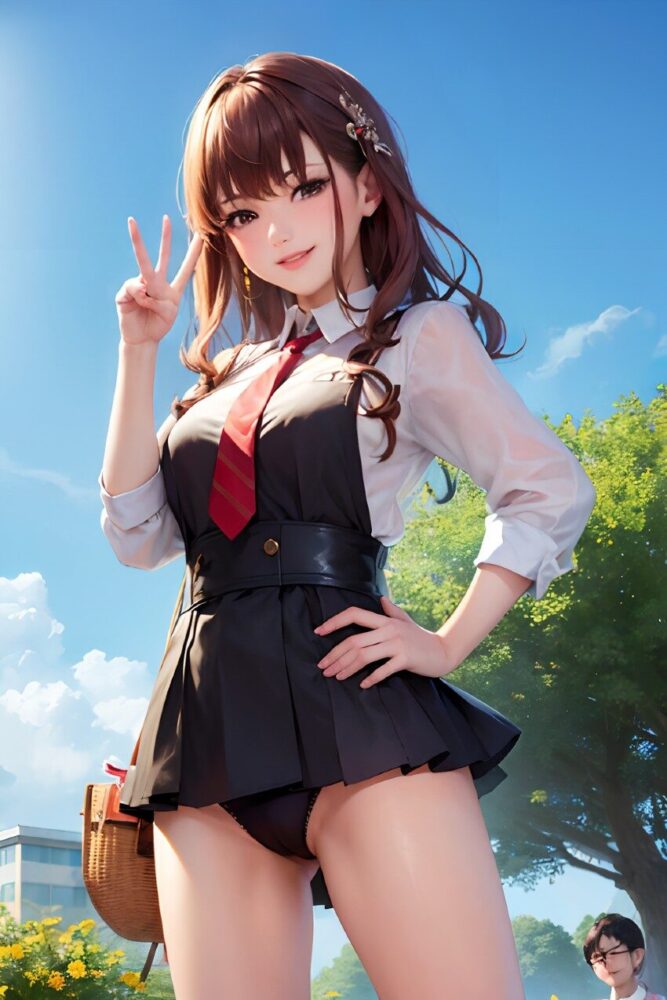 勝ち気な美少女女子高生のミニスカパンチラ