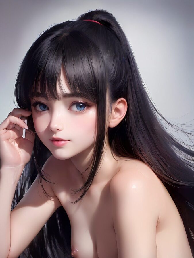 クールな美少女の上半身ヌード