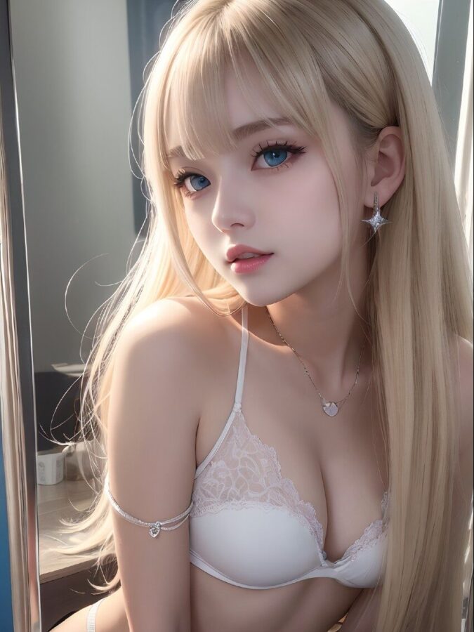 白人金髪美少女の下着自撮り