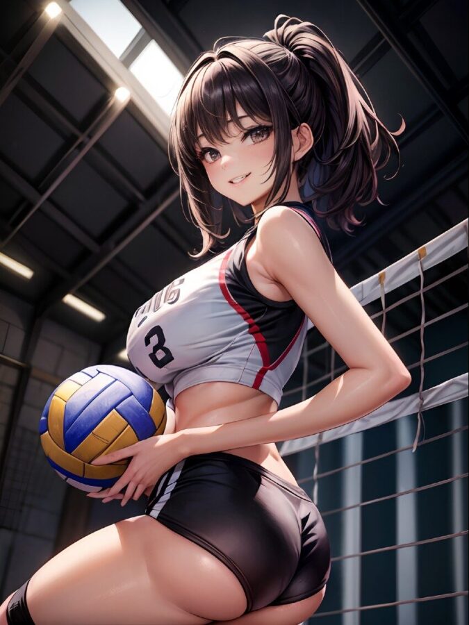 爆乳プリケツのバレーボール美女