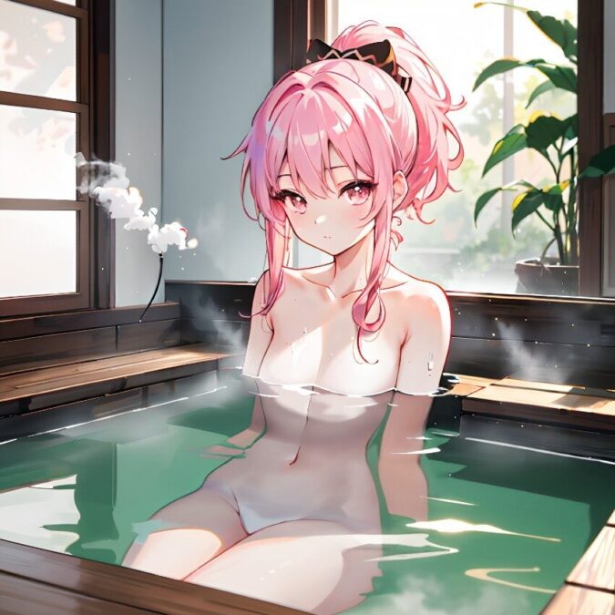 入浴中の貧乳美少女
