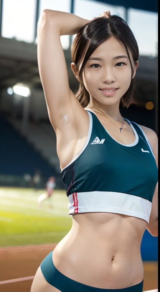 ワキ見せ陸上女子