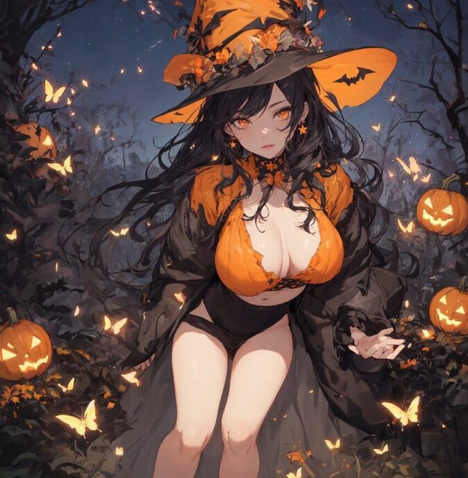 ジャック・オ・ランタン巨乳魔女【ハロウィン企画画像】