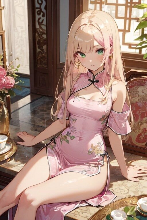 超ミニチャイナドレスの美少女