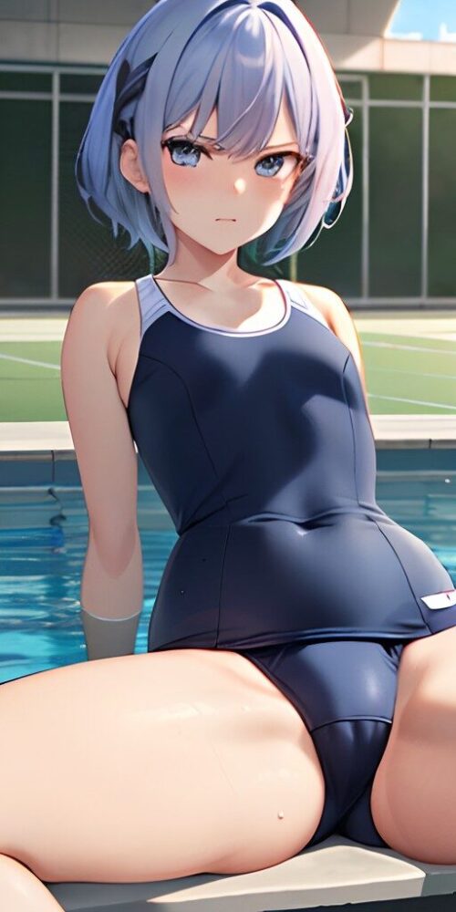 いやいやスクール水着のまま股を開いて見せてくれている美少女