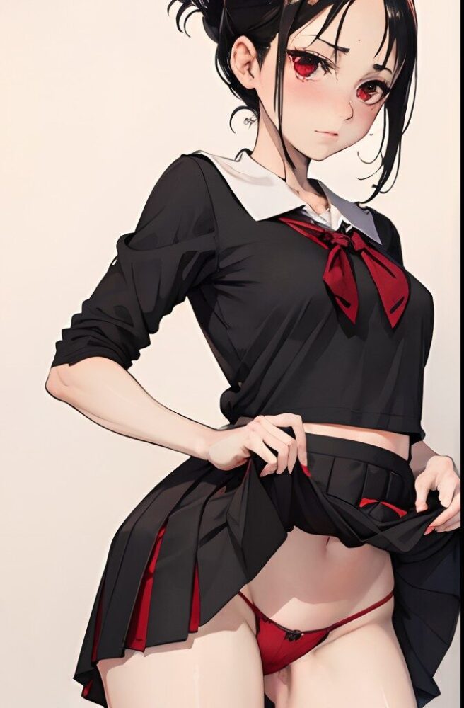 イヤイヤスカートを持ち上げてパンツを見せてくれる女子高生