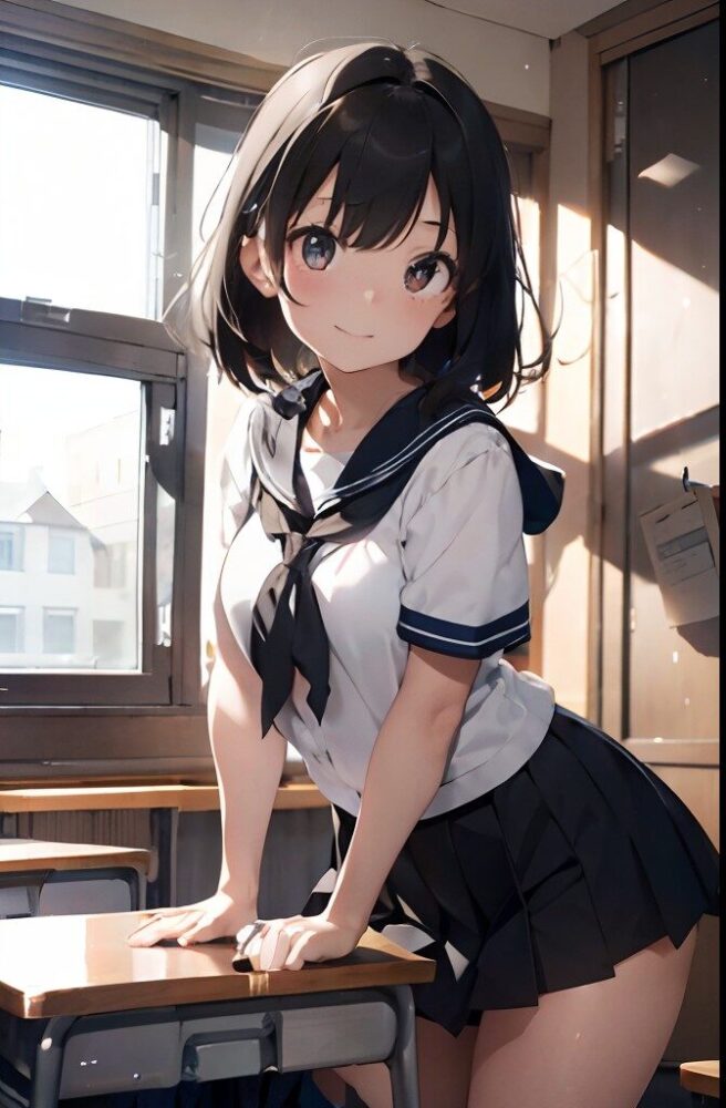 教室の机で角オナニーをする女子高生