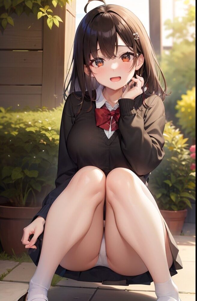 女子高生のしゃがみパンチラ
