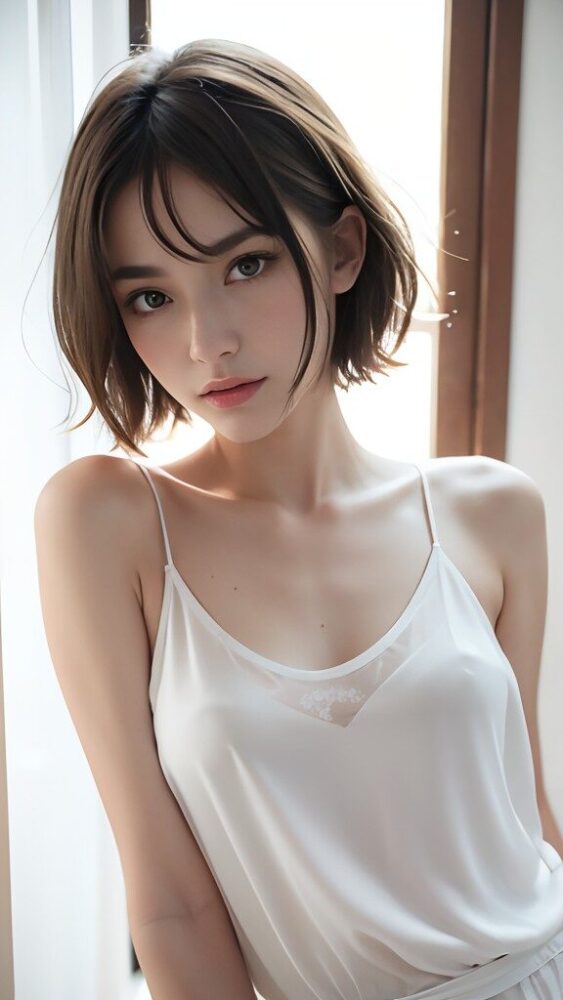 透明感のあるキャミソール姿の美少女