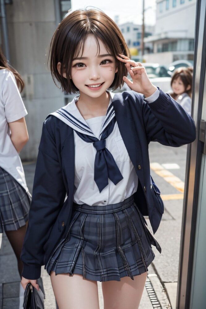 ショートヘアの制服美少女