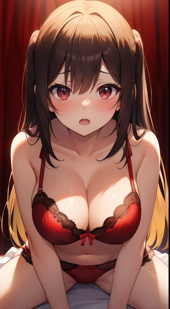 下着姿でエッチを求める巨乳美少女