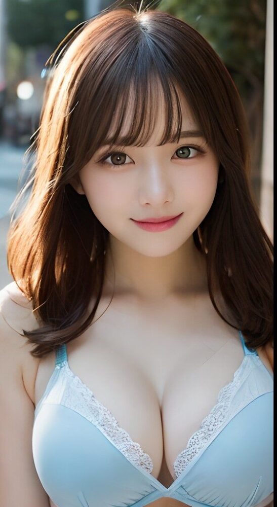 水色ビキニの巨乳美少女グラビア