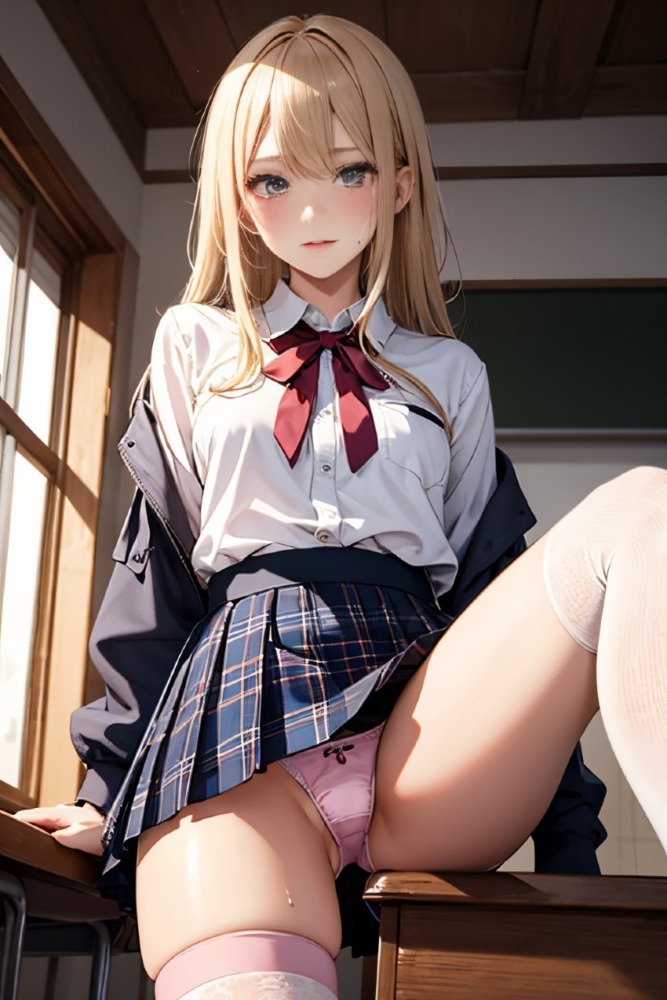 金髪女子高生のパンツ見せ