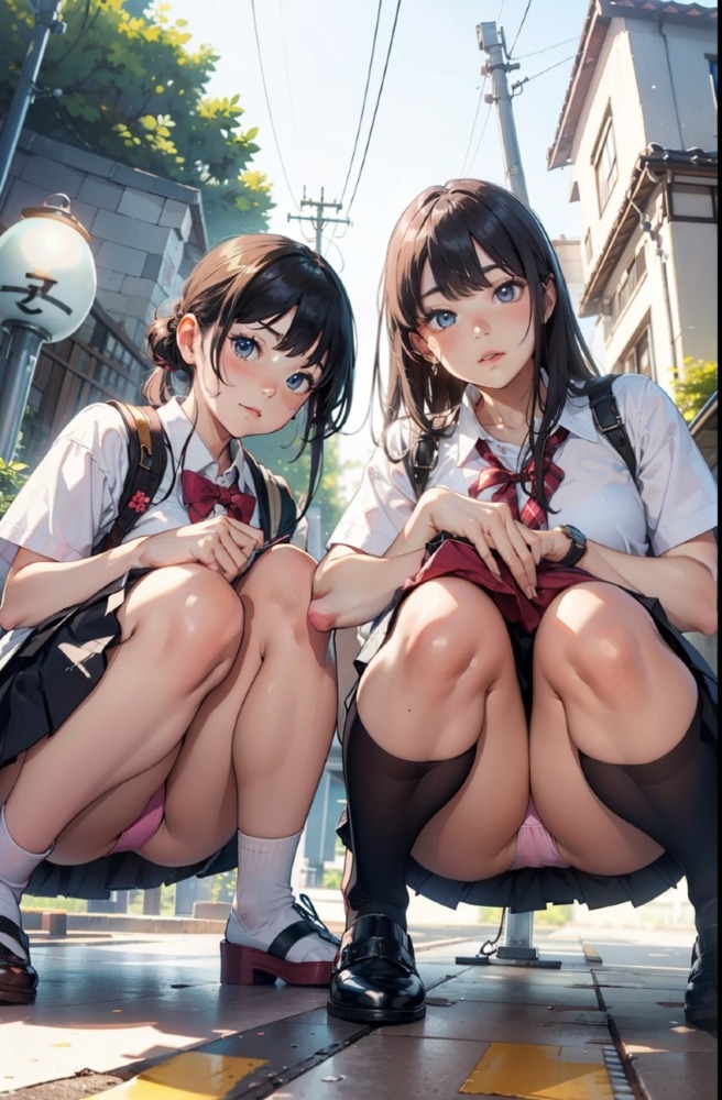 犬目線でみた女子高生の自然なパンチラ