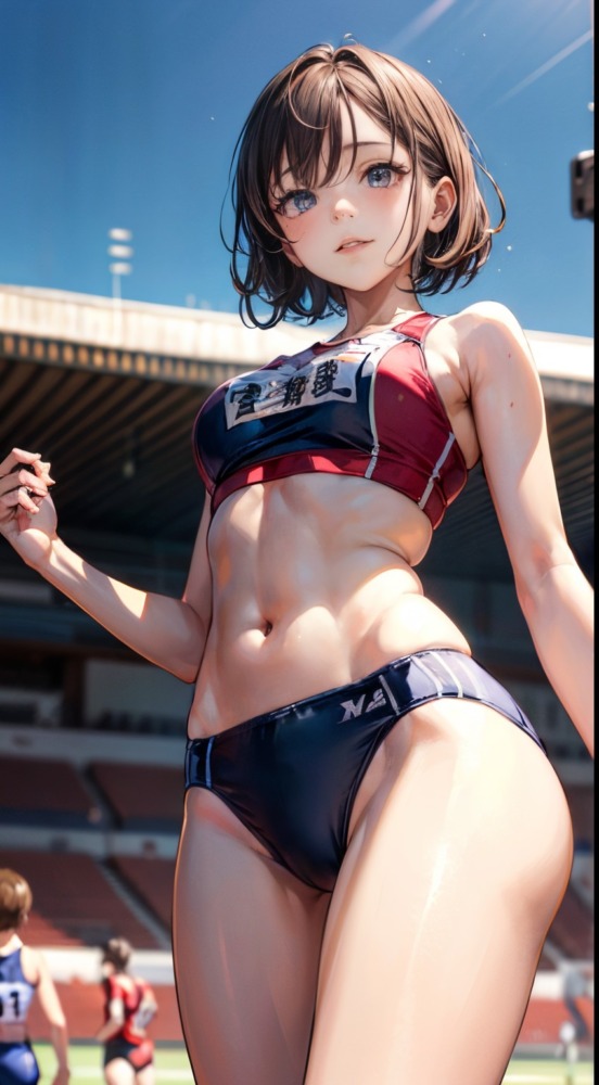 陸上美少女を下から見上げる