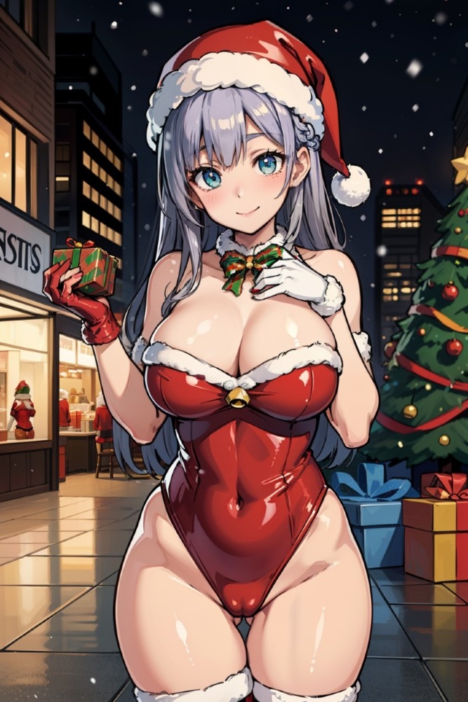 セクシーなハイレグレオタードのサンタクロースコスプレ巨乳美女
