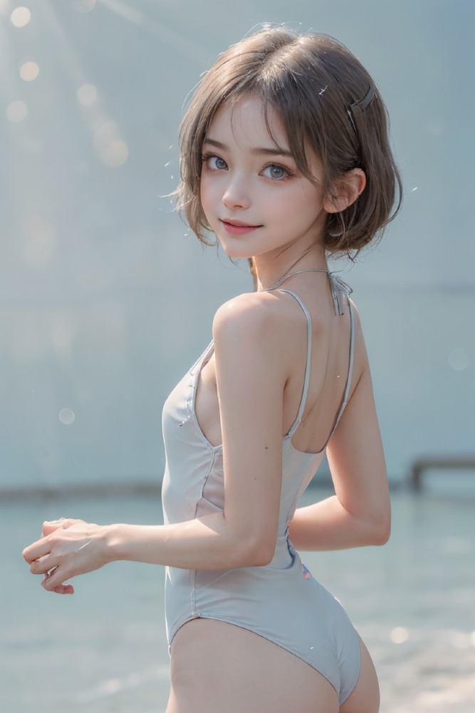 白いレオタードの天使のような美少女