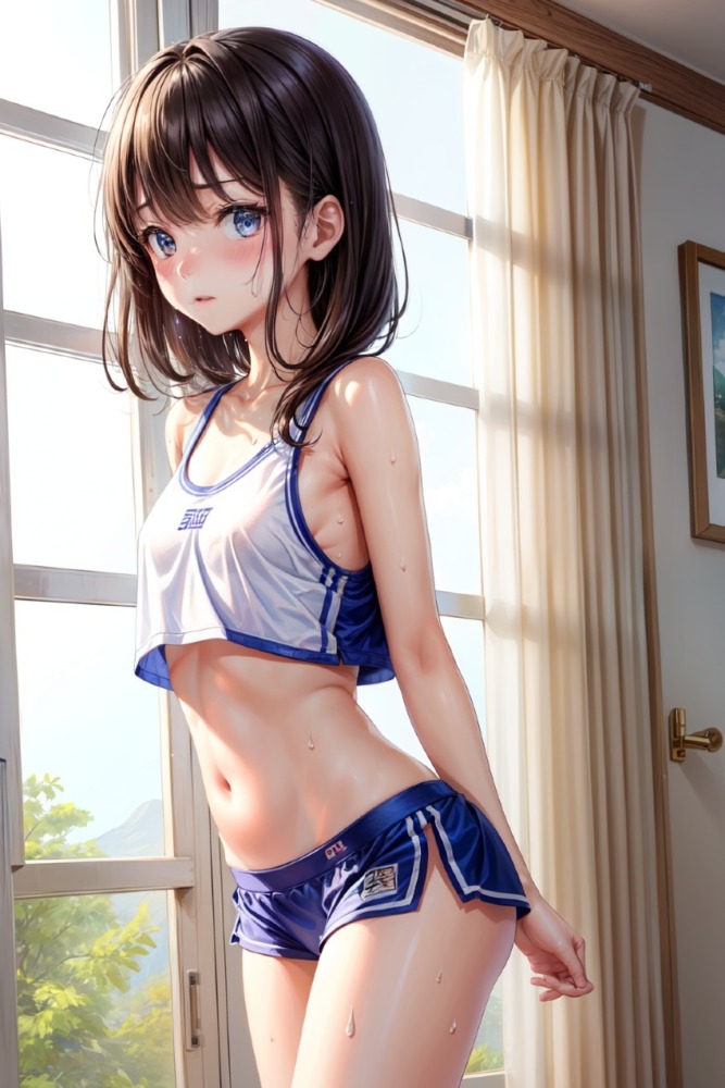 恥ずかしがるおっぱいのちいさな陸上女子