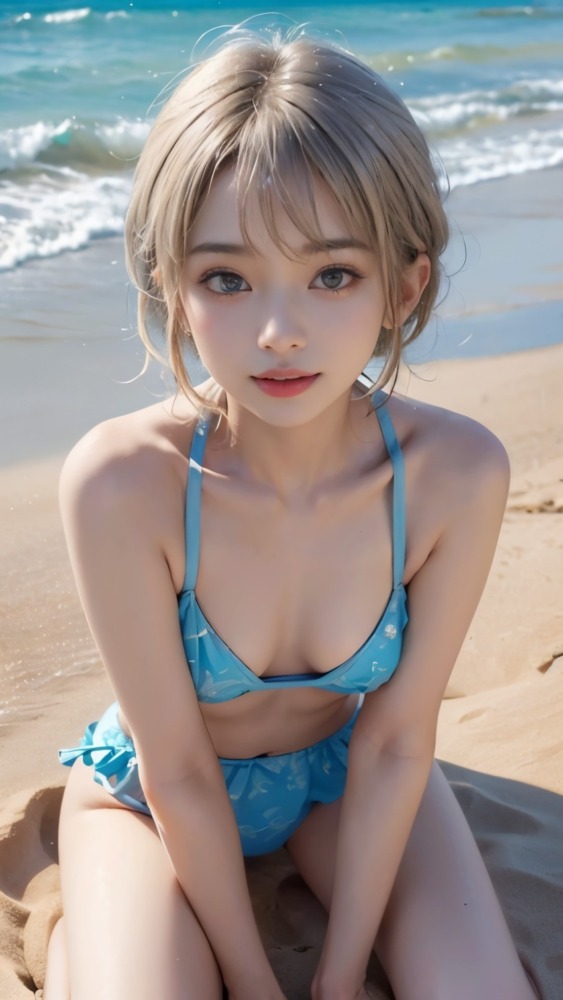 金髪貧乳幼女のビキニグラビア