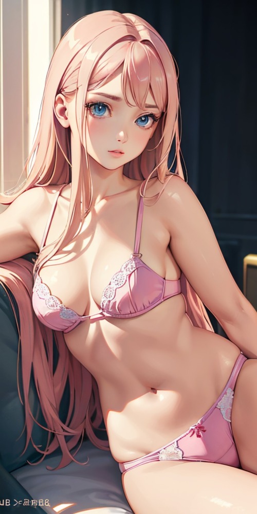 ピンクの下着姿の美少女