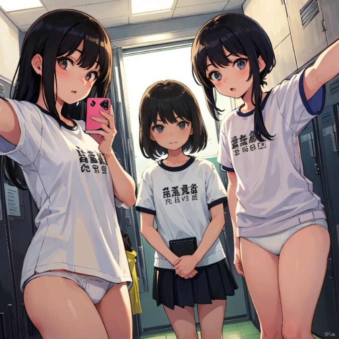 女子更衣室で着替え中の女子高生の自撮り
