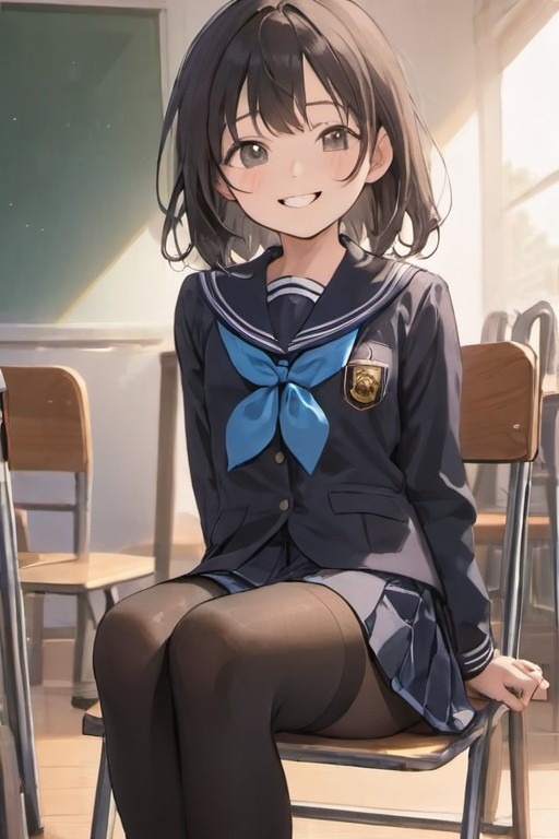 黒ストッキングの女子高生