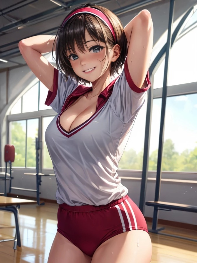 赤ブルマの巨乳女子高生