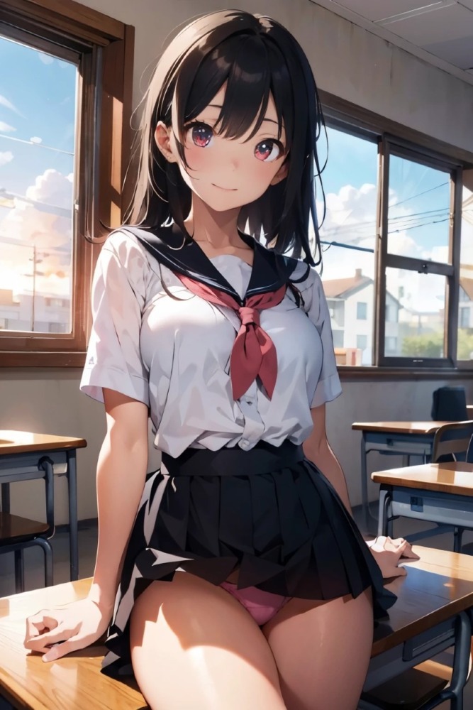 セーラー服女子高生のパンチラ