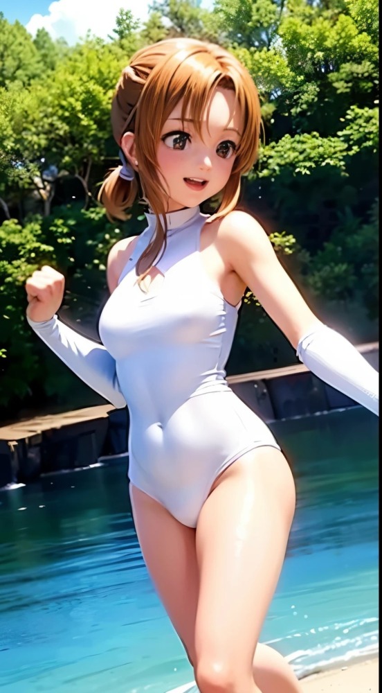 白いレオタードの美少女