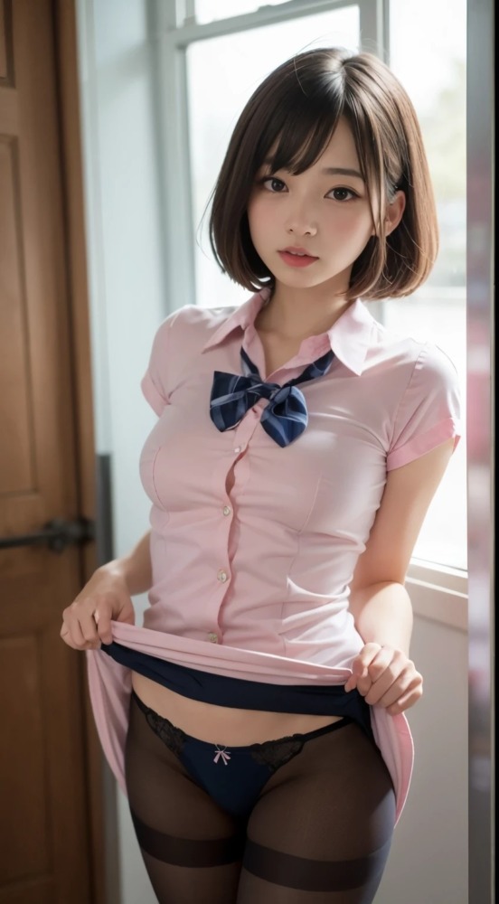 スカートをたくしあげてパンツをみせてくれる女子高生